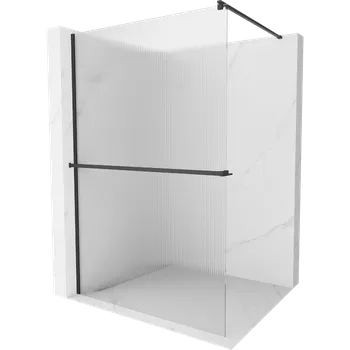 Mexen Kioto+ sprchová stěna s policí Walk-in 100 x 200 cm, pruhy, černá - 800-100-121-70-09 Sprchové stěny