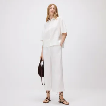 Dámské kalhoty Reserved - Lněné kalhoty culotte - bílá - 689AC-00X - 689AC-00X-XXL