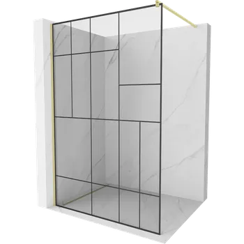 Mexen Kioto sprchová stěna Walk-in 130 x 200 cm, černý vzor 8 mm, zlato kartáčované - 800-130-101-55-78 Sprchové stěny