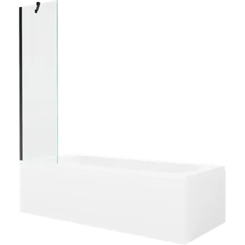 Vana Mexen Vega obdélníková vana 150 x 70 cm s krytem a jednokřídlou zástěnou 50 cm, transparentní, černá - 550115070X9505000070 Vany se zástěnou