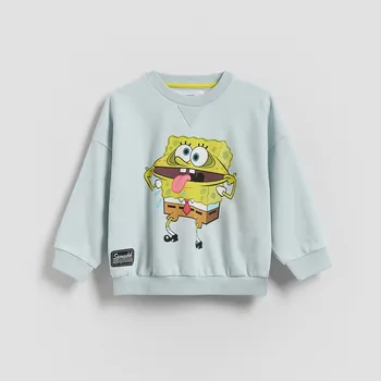 Chlapecká mikina Reserved - Bavlněná mikina SpongeBob - světle modrá - 346CJ-50X - 346CJ-50X-80