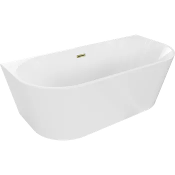 Vana Mexen Oval volně stojící přisazená vana 170 x 80 cm, bílá, přepad zlatý - 52671708000-50 Volně stojící vany