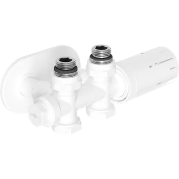 Mexen G05 termostatická sada úhlová/přímá s krytkou R, Duplex, DN50, bílá - W908-958-905-20 Připojovací sady
