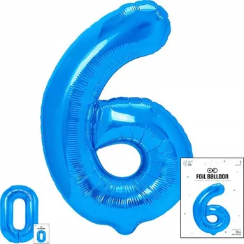 Balónek Fóliový balónek číslice 6 modrá na narozeninovou oslavu 40 cm