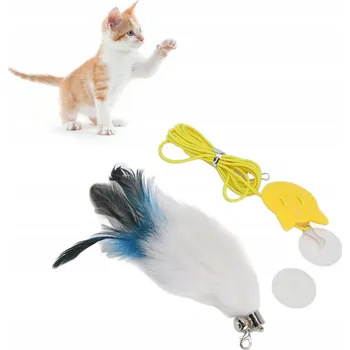 Hračka pro kočku PANÁČEK VSTAVÁČEK PRO KOČKY HRAČKA PÁSEK, ZÁVĚSNÁ HRAČKA , NASTAVITELNÁ S PEŘÍM