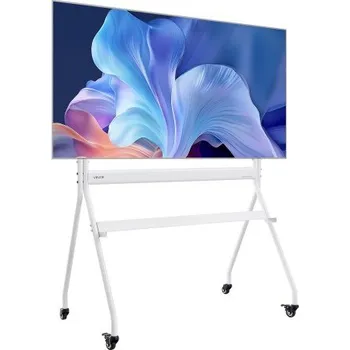 Televizní držák Pojízdný televizní stojan VEVOR, mobilní televizní vozík pro 35-100 palcové LED/LCD/OLED ploché/zakřivené televizory, přenosný stojan na monitor s kolečky, nosnost až 198 liber pro obývací pokoj, ložnici, kancelář, venkovní použití, max. VESA…