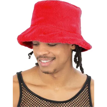 Červený retro plyšový klobouk