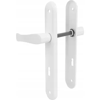 Dveřní kování Dveřní klika s dlouhým štítem 72 mm, klíč, bílá (seger)