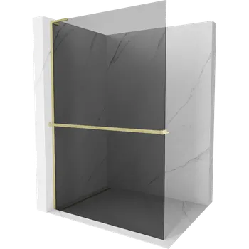 Mexen Kioto+ L sprchová stěna s policí Walk-in 120 x 200 cm, grafit, zlatá kartáčovaná - 800-120-123-55-40 Sprchové stěny