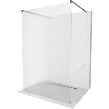Mexen Kioto volně stojící sprchová stěna 100 x 200 cm, pruhy 8 mm, kartáčovaná zbraňová šedá - 800-100-002-66-09 Sprchové stěny
