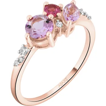 Prsten Prsten z růžového zlata s brilianty a ozdobnými kameny - ryzost 585 - 189.386