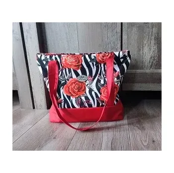 Kabelka Dámská kabelka přes rameno červená (s červenými růžemi)