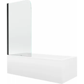 Vana Mexen Cubik obdélníková vana 160 x 70 cm s krytem a 1-křídlovou zástěnou 70 cm, transparentní, černá - 550316070X9007017000 Vany se zástěnou