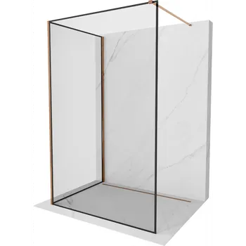 Mexen Kioto sprchová stěna Walk-in 110 x 100 cm, černý rám, růžové zlato - 800-110-212-60-70-100 Sprchové stěny