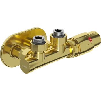 Radiátor Mexen G00 úhlová termostatická sada s krytem R, Duplex, DN50, zlatá - W907-900-905-50 Připojovací sady