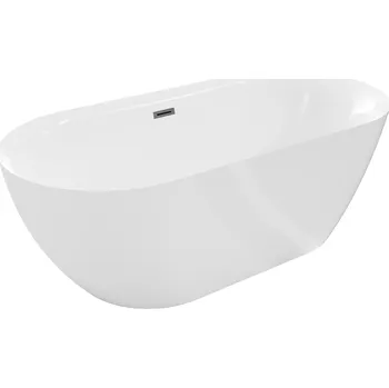 Vana Mexen Roxy volně stojící vana 170 x 80 cm, bílá, přepad gun gray kartáčovaný - 51201708000-66 Volně stojící vany