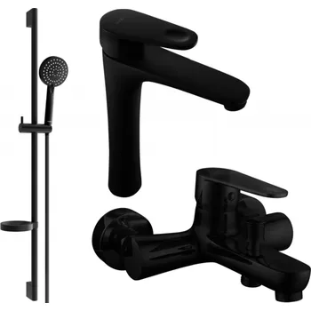 Vodovodní baterie Mexen Kama DS75 koupelnový set, černý - 72513DS75-70 Bateriové soupravy