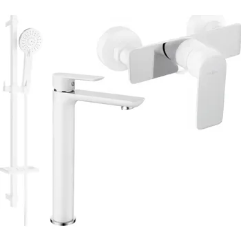 Vodovodní baterie Mexen Alfa DQ40 sprchová sada, bílá/chrom - 745714DQ40-02 Bateriové soupravy