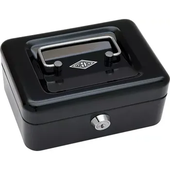 Kancelář Přenosná pokladna Wedo 152 černá - kovová uzamykatelná pokladnička se 4 přihrádkami