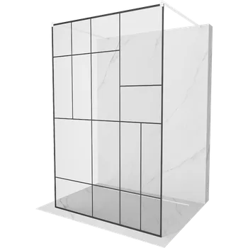 Mexen Kioto samostatně stojící sprchová stěna 100 x 200 cm, černý vzor 8 mm, bílá - 800-100-002-20-78 Sprchové stěny