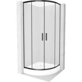 Mexen Rio sprchový kout půlkruhový 90 x 90 cm, matný, černý + vanička Rio, bílá - 863-090-090-70-30-4710 Sprchové kouty s vaničkou