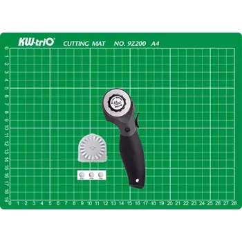 Řezačka papíru Sada KW-triO řezací podložka A4 + řezací kolečko + náhradní břity rovné - výhodná cena