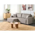 Pravá rohová rozkládací pohovka taupe čalouněná Polyester 3místná ve tvaru L s polštáři Funkce spaní Moderní styl Obývací pokoj Beliani