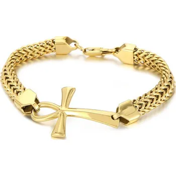 Náramek Steel Edge Náramek z chirurgické oceli nilský kříž WJHB867 Barva: Zlatá
