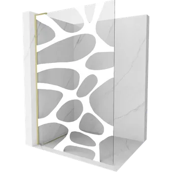 Mexen Kioto L sprchová stěna Walk-in 110 x 200 cm, bílá vlna, zlatá kartáčovaná - 800-110-103-55-97 Sprchové stěny