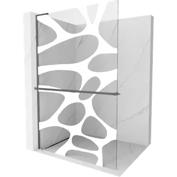 Mexen Kioto+ L panel sprchy se stěnou Walk-in 70 x 200 cm, bílá vlna, gun metal - 800-070-123-95-97 Sprchové stěny