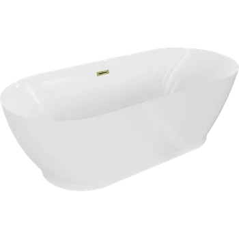 Vana Mexen Roxy volně stojící vana 180 x 85 cm, bílá, přepad zlatý - 51201808500-50 Volně stojící vany