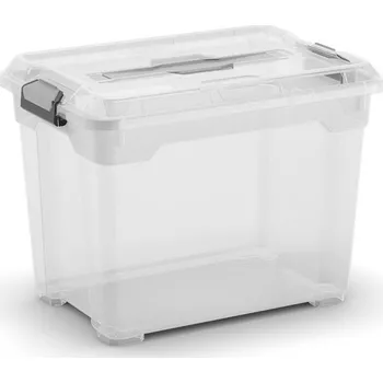 Úložný box Keter Plastový úložný box Moover box S, objem 18l, 38 x 26,5 x 28,5 (výška) cm, transparentní víko