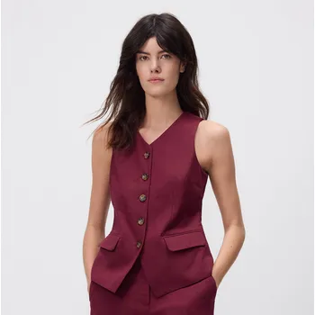 Dámský kabát Reserved - Vypasovaná vesta s lnem - bordó - YS772-53X - YS772-53X-XXL