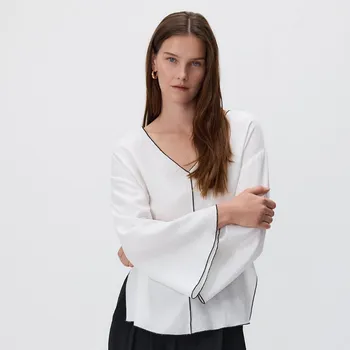 Dámská halenka Reserved - Halenka z lněné směsi - bílá - RX797-00X - RX797-00X-S