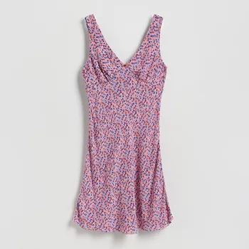 Dámské šaty Reserved - Vzorované šaty z viskózy - vícebarevná - 526FB-MLC - 526FB-MLC-XS