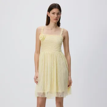 Dámské šaty Reserved - Krajkové šaty - světle žlutá - WV043-10X - WV043-10X-M