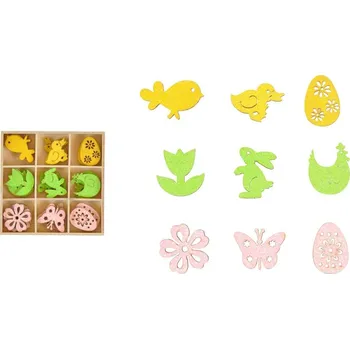Velikonoční dekorace MFP dřevěné dekorace 3cm/27ks box XC20190791-8 mix 2221414