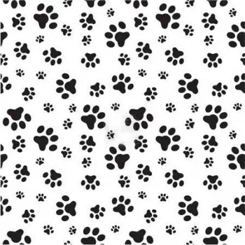 Látka na legíny a plavky, plavkovina, úplet LEGGINE - SHIELD, vzor tlapky černé na bílé, metráž, látka