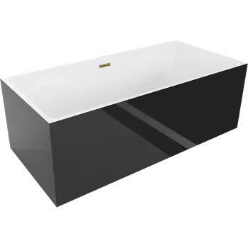 Vana Mexen Nita volně stojící vana 170 x 80 cm, bílá/černá, zlatý přepad - 52091708075-50 Volně stojící vany