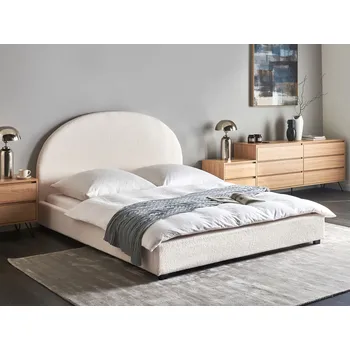 Postel Vodní postel krémově bílá buklé čalounění 160 x 200 cm zaoblené čelo minimalistický retro design ložnice Beliani