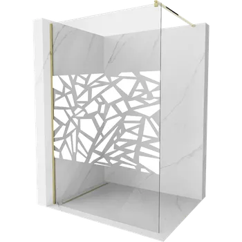 Mexen Kioto sprchová stěna Walk-in 130 x 200 cm, bílý vzor 8 mm, zlatá - 800-130-101-50-85 Sprchové stěny