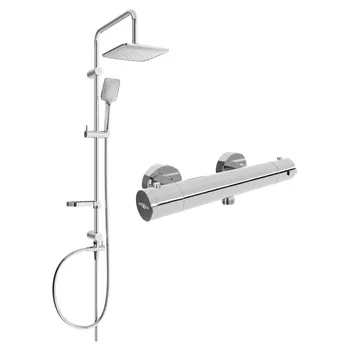 Sprchový set Mexen Sven povrchová sprchová sada s dešťovou sprchou a termostatickou sprchovou baterií Kai, chrom - 77100262-00 Nástěnné sprchové systémy