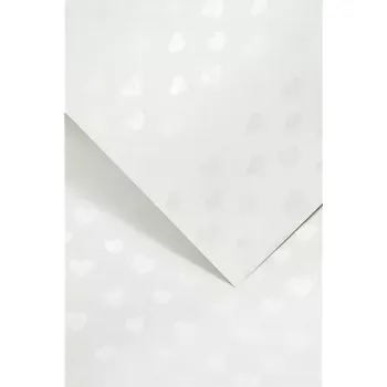 Barevný papír Ozdobný papír Malé srdce bílá 220g, 20ks