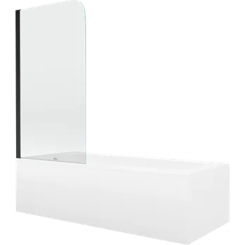 Vana Mexen Vega obdélníková vana 170 x 70 cm s panelem a jednokřídlým paravánem 70 cm, transparentní, černá - 550117070X9007017000 Vany se zástěnou