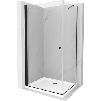 Mexen Pretoria sprchový kout otevírací 90 x 80 cm, transparentní, černý + vanička Flat - 852-090-080-70-00-4010B Sprchové kouty s vaničkou