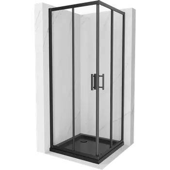 Mexen Rio čtvercová sprchová kabina 70 x 70 cm, transparentní, černá + vanička Flat, černá - 860-070-070-70-00-4070B Sprchové kouty s vaničkou