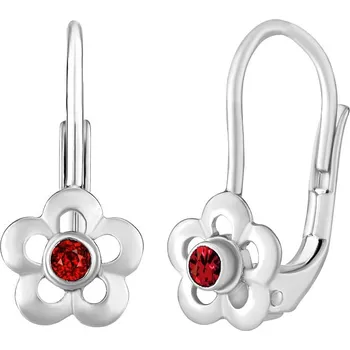 Náušnice Dětské náušnice z bílého zlata květinky s přírodním červeným topazem