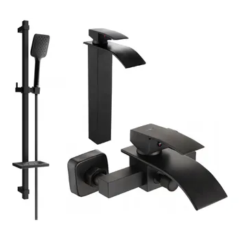 Vodovodní baterie Mexen Aries DQ62 vanová sada, černá - 744813DQ62-70 Bateriové soupravy