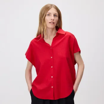 Pánská košile Reserved - Košile s vysokým podílem lnu a příměsí viskózy - červená - WD934-33X - WD934-33X-L