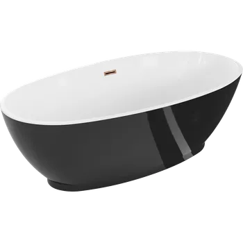 Vana Mexen Bilbao volně stojící vana 180 x 90 cm, bílá/černá, přepad růžové zlato - 51311809075-60 Volně stojící vany